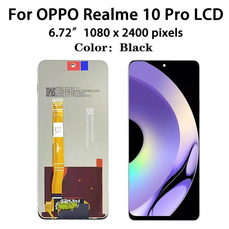 6.72 “inch For Oppo Realme 10 Pro LCD RMX3663 RMX3660 RMX3661 Display Screen Touch Panel Digitizer Assembly Replacement  Oppo phone repair parts