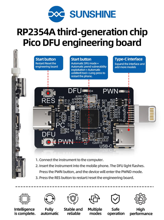 B4 PICO Ultra 2 DFU RP2454A PICO Engineering Box DFU Mode Tool For iPhone A12/A13 IOS Enter DFU PWN Professional Repair Tools