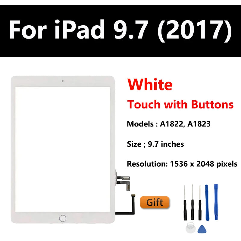 A1822 Touch Screen For iPad 5 2017 A1823 Touch Screen For iPad 5th Generation Touch Panel Digitizer Front Glass With Home Button  iPad repair parts