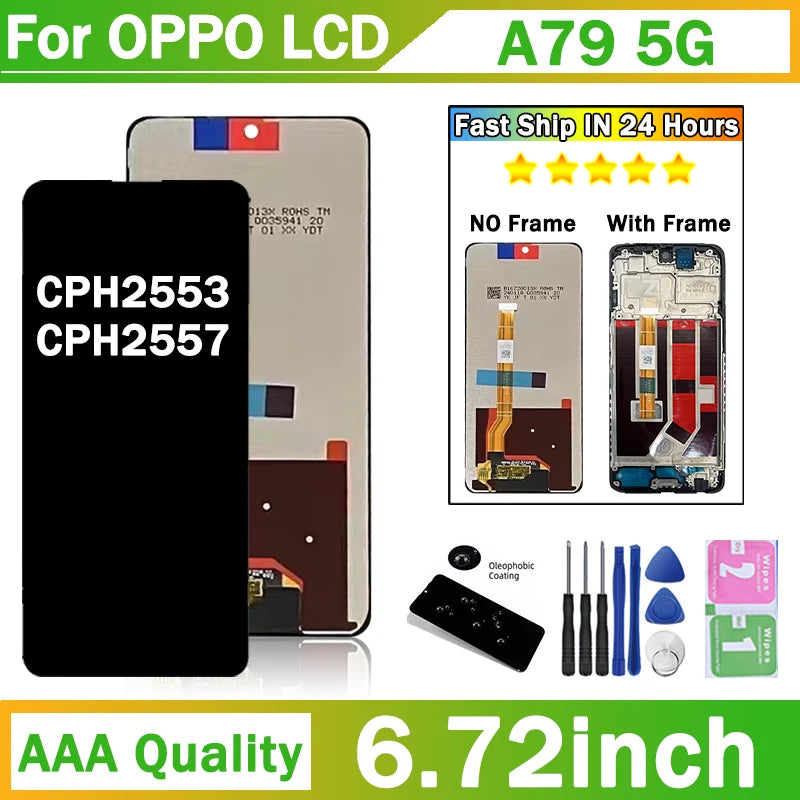 6.72" IPS For OPPO A79 5G LCD Display Touch Screen Digitizer Assembly A79 CPH2553 CPH2557 Display Screen With Frame Replacement Oppo phone repair parts Realme phone repair parts