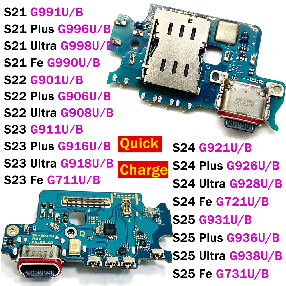 USB Charger Charging Dock Port Connector Flex Cable For Samsung S21 S22 S23 S24 S25 S26 Plus Ultra Fe 5G S911B S911U S921B Samsung phone repair parts