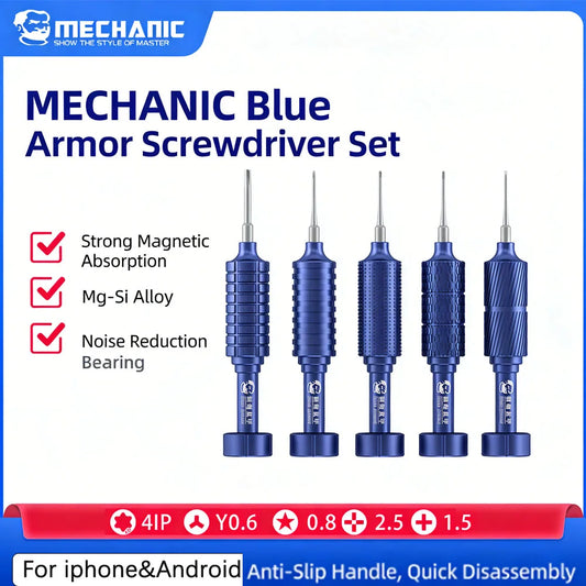 Mechanic Blue Armor 5in1 Precision Screwdriver Set Magnetism High Hardness Screwdriver Disassembly Tools for IPhone Repair Professional Repair Tools
