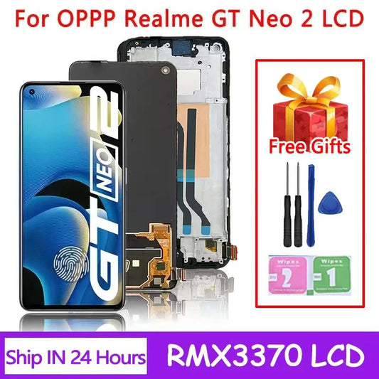 6.62"AMOLED New For Oppo Realme GT Neo2 RMX3370 LCD Display Screen+Touch Panel Digitize Assembly Realme GT Neo 2 LCD With Frame  Oppo phone repair parts
