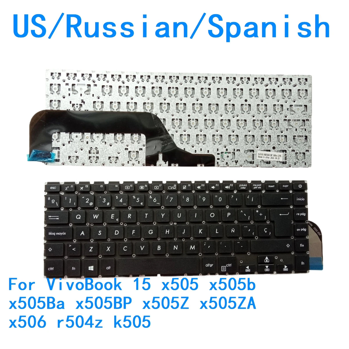 New US Russian Spanish Language  Keyboard For ASUS VivoBook 15 x505 x505b x505Ba x505BP x505Z x505ZA x506 r504z k505 ASUS laptop repair parts