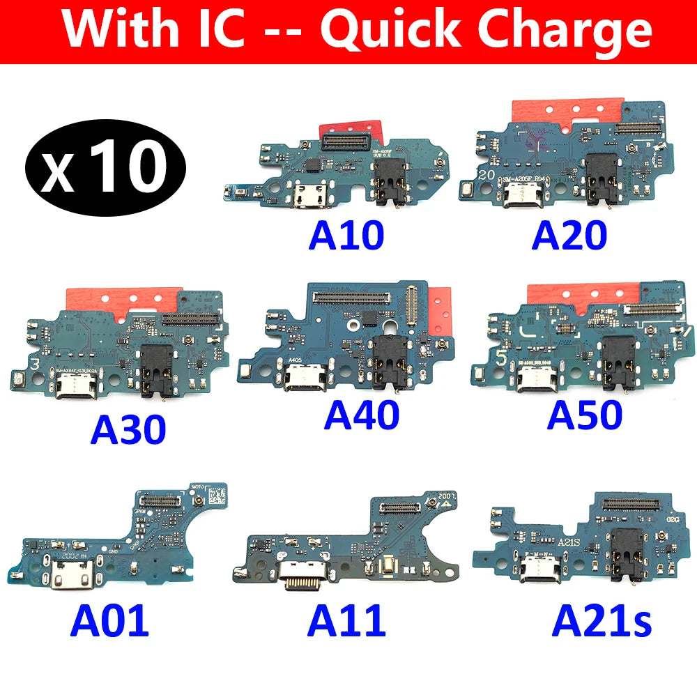 10Pcs, USB Charging Board Port Dock Connector Flex Cable For Samsung A10 A20 A30 A40 A50 A70 A01 A11 A21s A31 A51 A71 Samsung phone repair parts