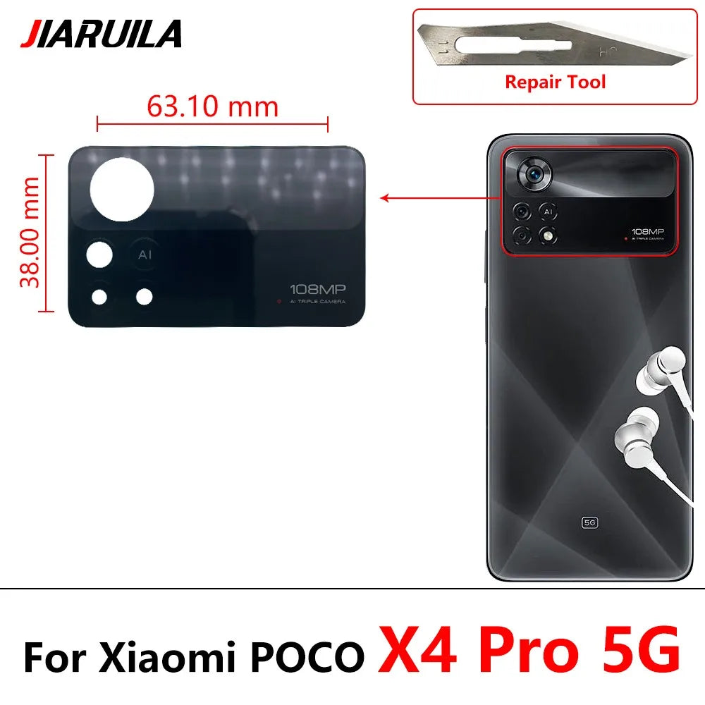 2 Pcs Rear Back Camera Glass Lens Cover For Xiaomi Mi Poco F3 X3 X4 M4 M3 NFC F2 Pro F1 F4 4G 5G Replacement Parts Xiaomi  Xiao mi phone repair parts