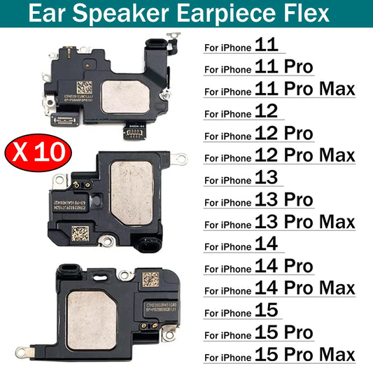 10Pcs/Lot, New Ear Speaker Earpiece Sound Flex Cable For iPhone 11 12 13 14 15 Pro Max Plus Mini Replacement Repair Parts iPhone phone repair parts