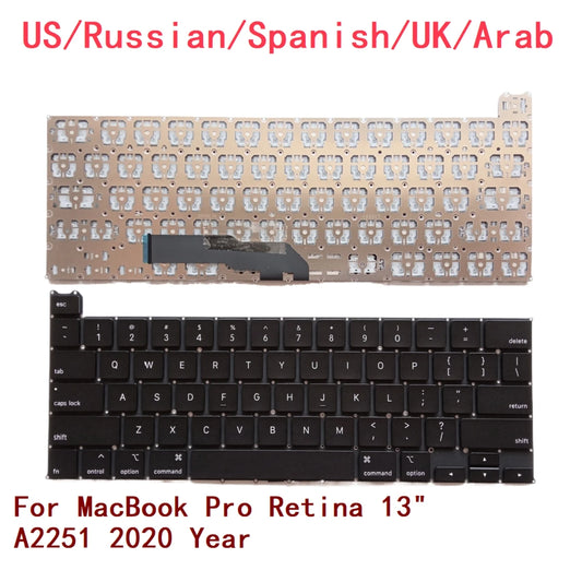 New US Russian Spanish UK Arab Laptop Keyboard For Apple MacBook Pro Retina 13" A2251 2020 Year Notebook PC Replacement MACBOOK laptop repair parts