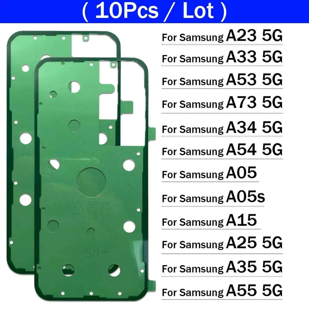10Pcs/Lot, Back Battery Cover Door sticker Adhesive glue tape For Samsung A23 A33 A53 A73 A34 A54 A05 A05s A15 A25 A35 A55 4G 5G Samsung phone repair parts