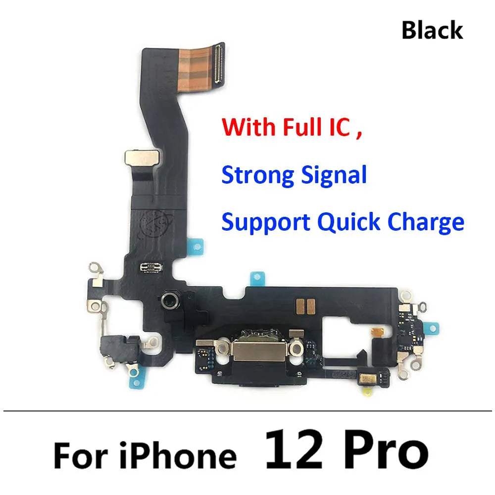 New USB Charging Port Charger Board Flex Cable For iPhone 12 Pro Max 12 mini Dock Plug Connector With Microphone iPhone phone repair parts