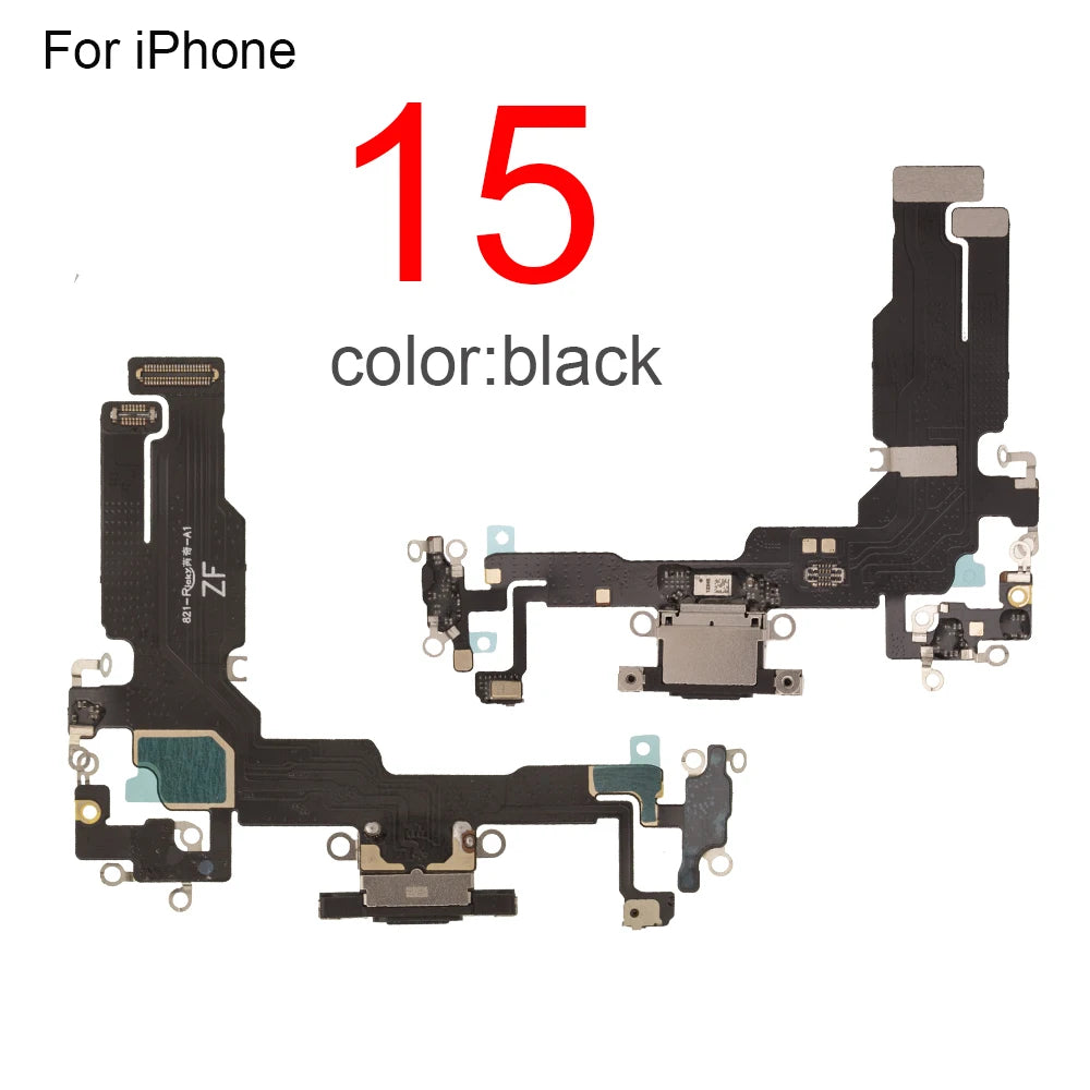 1Pcs Charging Port Flex Cable for iPhone 15 Pro Max 13 14 Plus 12 mini USB Charger Dock Connector With Microphone Ribbon Repair iPhone phone repair parts