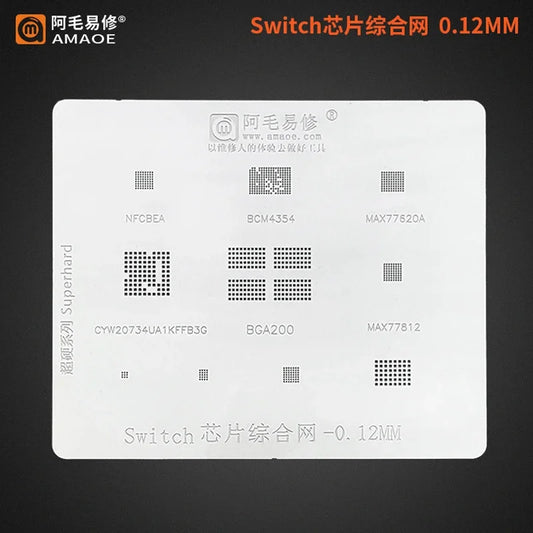 Amaoe BGA200/BCM4354/MAX77620A/NFCBEA Tin Template for Nintend Switch Steel Mesh BGA Reballing Stencil Professional Repair Tools