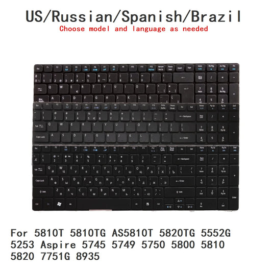 US RU SP BR Keyboard For Acer 5810T 5810TG AS5810T 5820TG 5552G 5253 Aspire 5745 5749 5750 5800 5810 5820 7751G 8935 Acer laptop repair parts