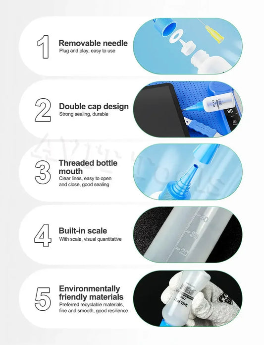 RELIFE TB2 Solvent Empty Bottle Needle Tube Type Easy to Control Dosage Suitable for Alcohol Frame Removal Fluid Removal Glue Professional Repair Tools