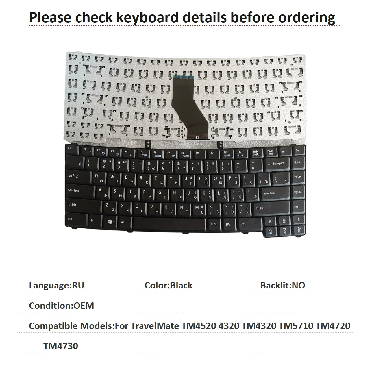 New US Russian Arab Language  Keyboard For Acer TravelMate TM4520 4320 TM4320 TM5710 TM4720 TM4730 Replacement Keyboard Acer laptop repair parts