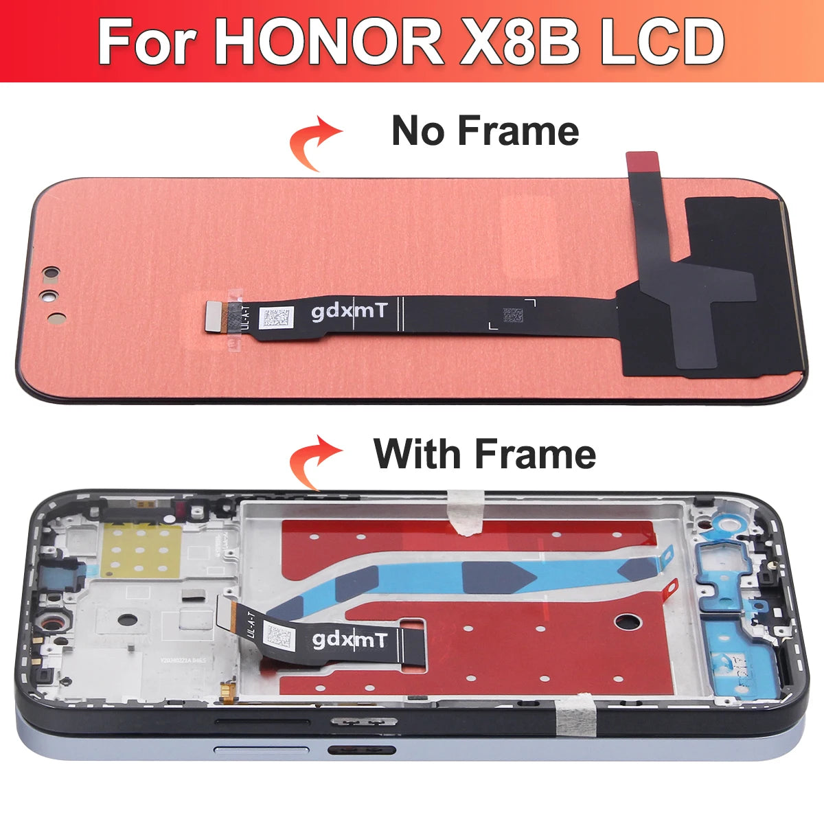 6.7" AMOLED For Honor X8B LCD LLY-LX1, LLY-LX2, LLY-LX3 Display Touch Screen Digitizer Assembly, For Honor X8B Display 100% Test Honor phone repair parts