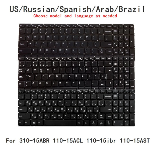 New US Russian Spanish Arab Brazil Language  Backlit Keyboard For Lenovo 310-15ABR 110-15ACL 110-15ibr 110-15AST Lenovo laptop repair parts
