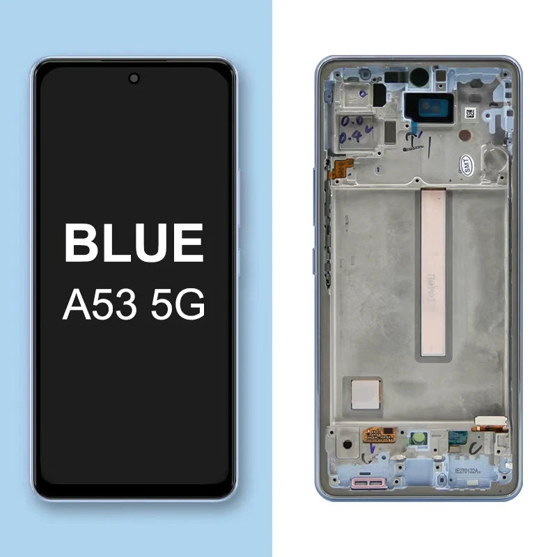 Super AMOLED A53 5G Display Screen with frame, for Samsung Galaxy A53 5G A536 A536B A536U Lcd Display Touch Screen Replacement Samsung phone repair parts