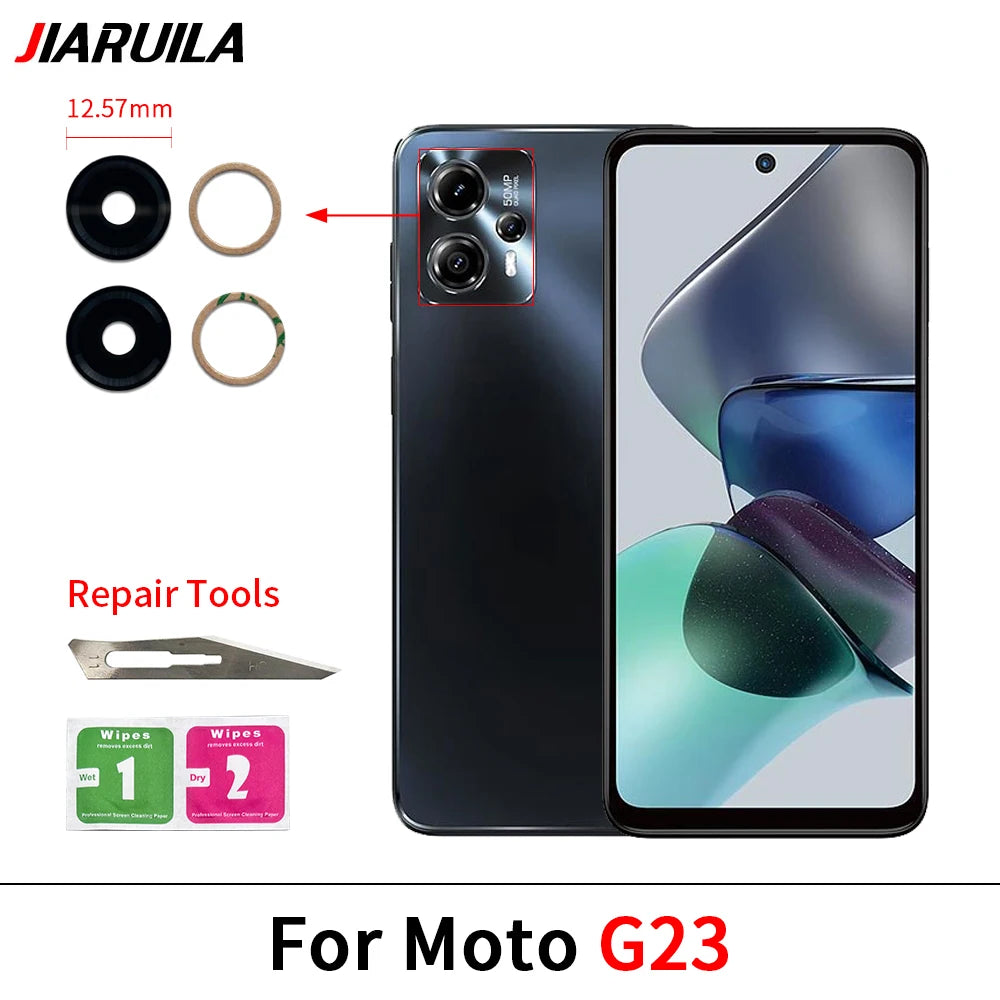 100Pcs, Back Rear Camera Glass Lens With Adhesive For Moto G22 G32 G42 G52 G62 G13 G23 G53 G73 G14 G24 G34 G54 G84 G04 G82 5G Motorola phone repair parts