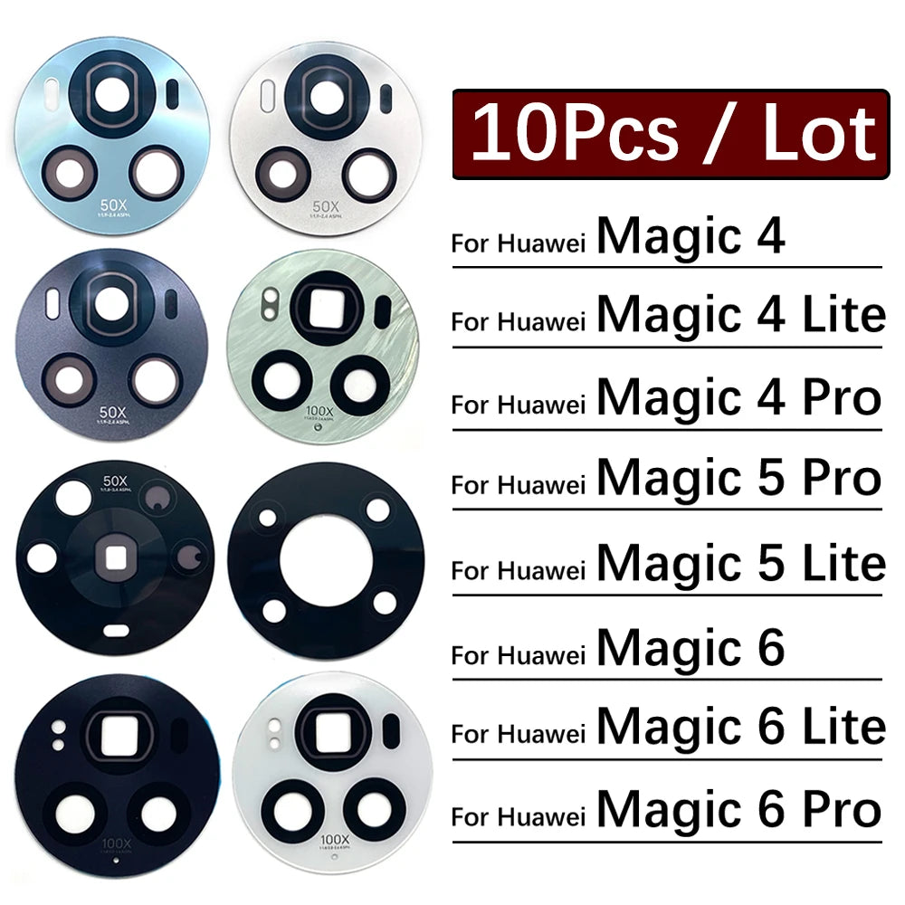 10Pcs, New For Huawei Honor Magic 4 5 6 Lite Pro 5G Camera Glass Lens Back Rear Camera Glass Lens with Adhesive Huawei phone repair parts