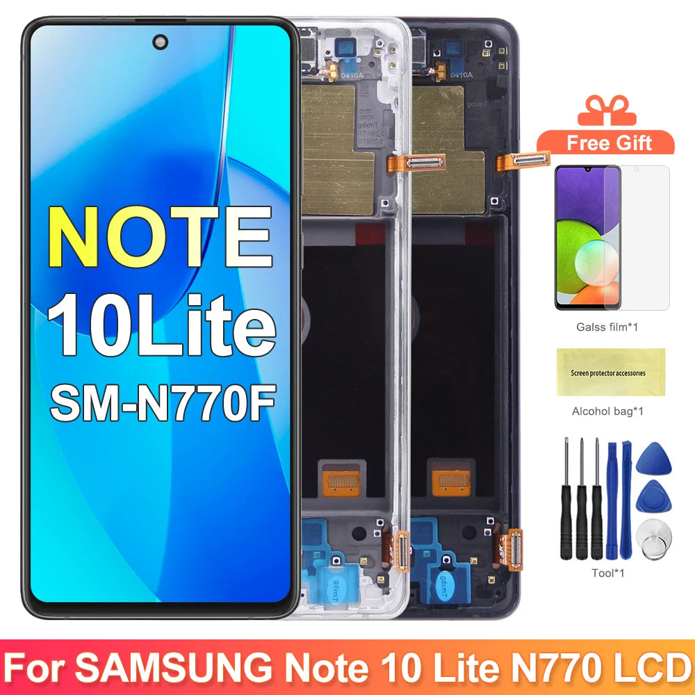 For Samsung Galaxy Note 10 Lite Lcd Display With Frame Touch Screen Digitizer Parts For Samsung N770 N770F/DS N770F/DSM Display Samsung phone repair parts