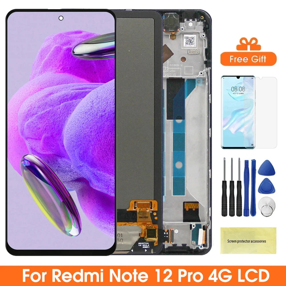 Super Amoled Screen for Xiaomi Redmi Note 12 Pro 4G ‎2209116AG 2209116AG Lcd Display Digital Touch Screen with Frame Assebly Xiaomi phone repair parts