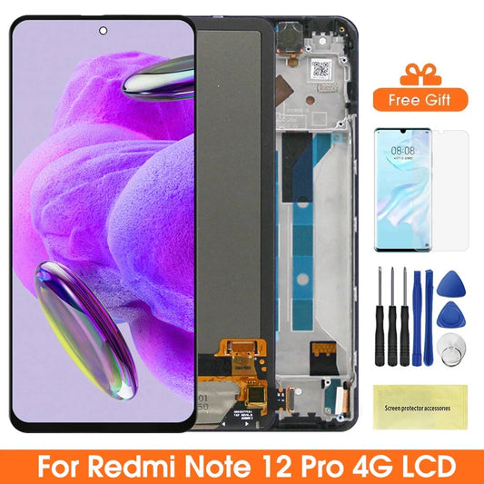 Super Amoled Screen for Xiaomi Redmi Note 12 Pro 4G ‎2209116AG 2209116AG Lcd Display Digital Touch Screen with Frame Assebly Xiaomi phone repair parts