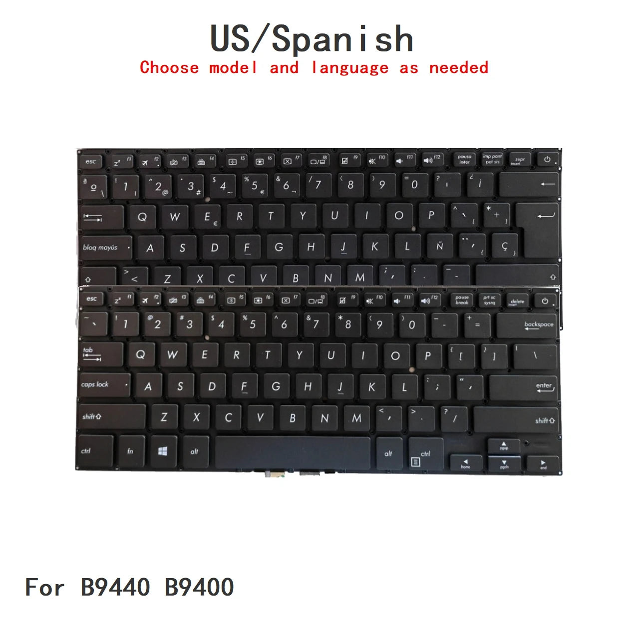 New US Spanish Language  Backlit Keyboard For ASUS B9440 B9400 Notebook PC Replacement Keyboard ASUS laptop repair parts