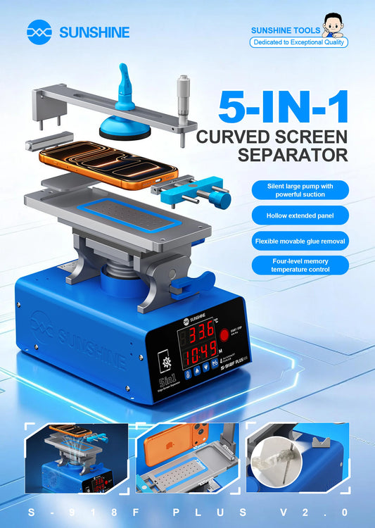 SUNSHINE S-918F Plus V2.0 5 in 1 Curved Screen Separator For Heating/Separating/Removing Glue/Dismantling Frames/Screens Professional Repair Tools