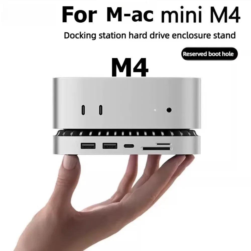 10-in-1 40Gbps USB C Hub M.2 SSD Enclosure for Mac Mini M4 Stand Type-C Docking Station SSD Case USB3.2 SD TF4.0 Thunderbolt 3