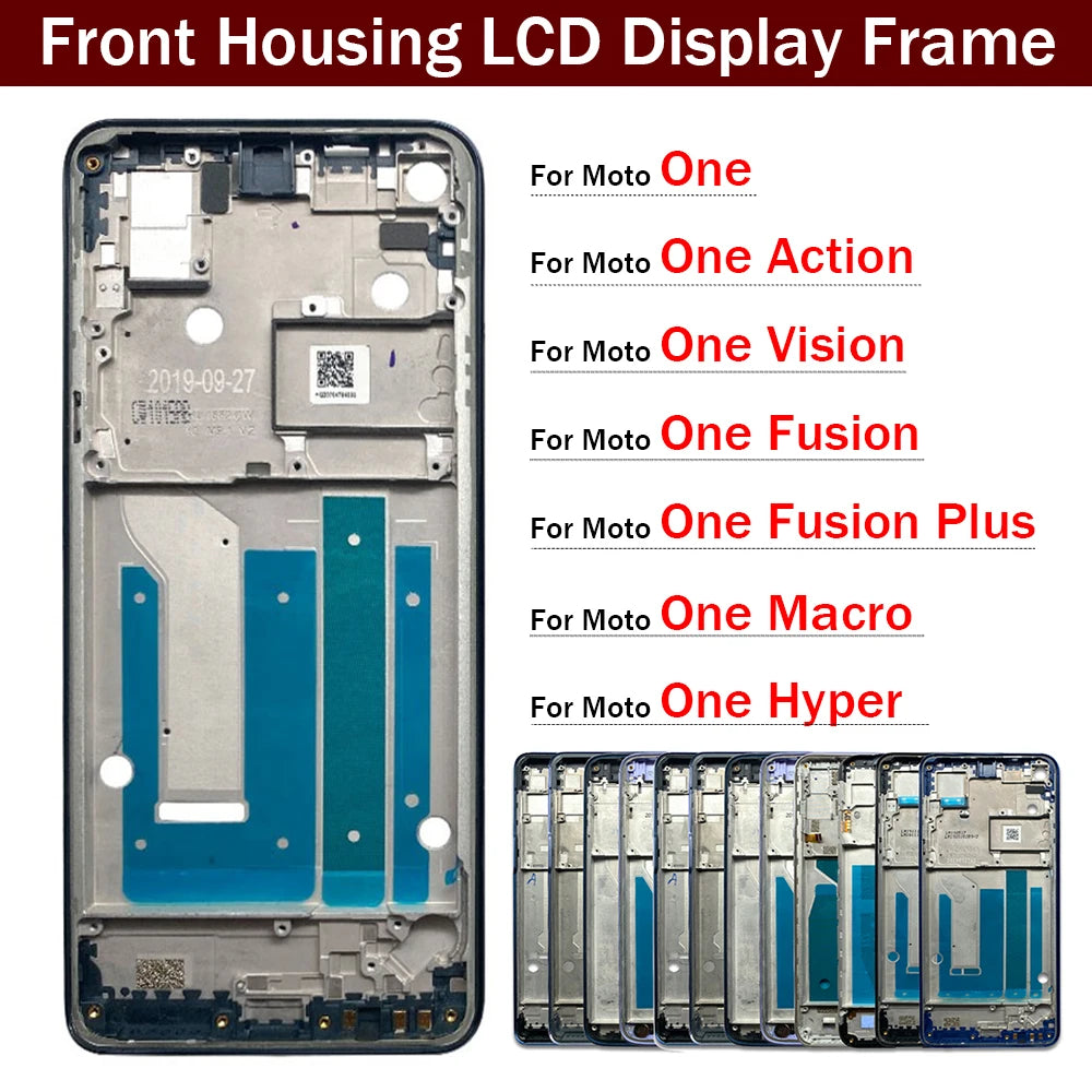 New For Motorola Moto One Action Visoin Fusion Plus Hyper Macro Front Housing LCD Display Bezel Middle Frame Motorola phone repair parts