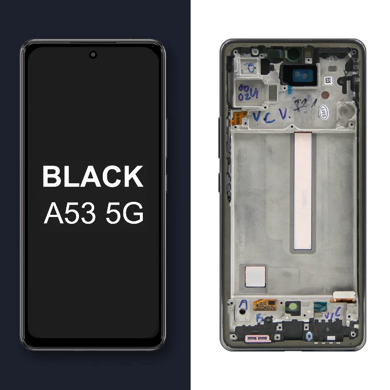Super AMOLED A53 5G Display Screen with frame, for Samsung Galaxy A53 5G A536 A536B A536U Lcd Display Touch Screen Replacement Samsung phone repair parts