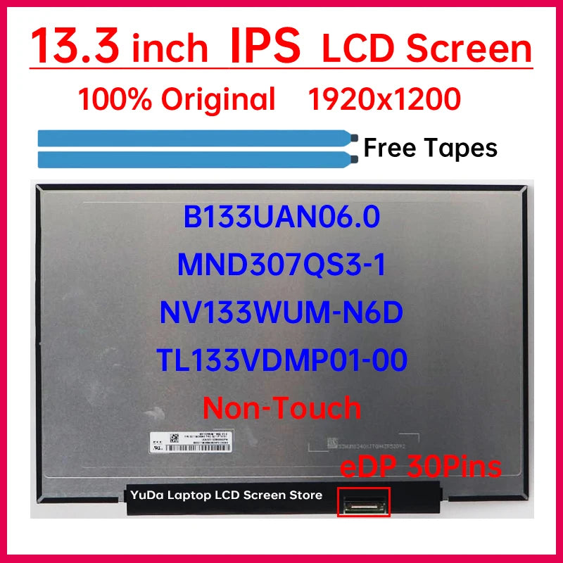 13.3 Inch LCD Screen NV133WUM-N6D B133UAN06.0 TL133VDMP01-00 MND307QS3-1 For Lenovo ThinkPad X13 L13 Gen 6 Display Matrix Panel Lenovo laptop repair parts