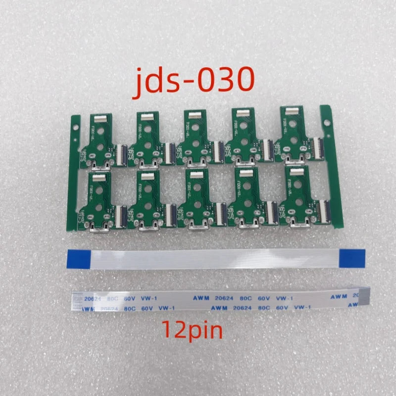 10sets/Lot for Playstation4 PS4 DualShock 4 Controller Micro USB Charging Socket Board REV + Cable 12pin Jds-030 F001 V1 JDS030 Game console repair parts