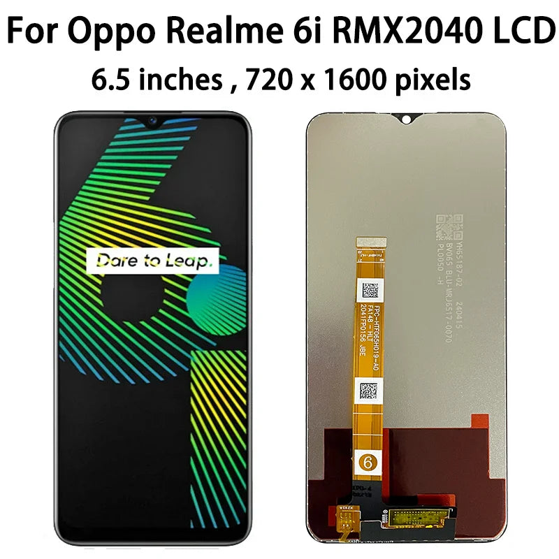 6.5" Tested Realme 6i Screen With Frame for Oppo Realme 6i LCD Touch Screen Digitizer Assembly For Realme6i RMX2040 Display Oppo phone repair parts Realme phone repair parts