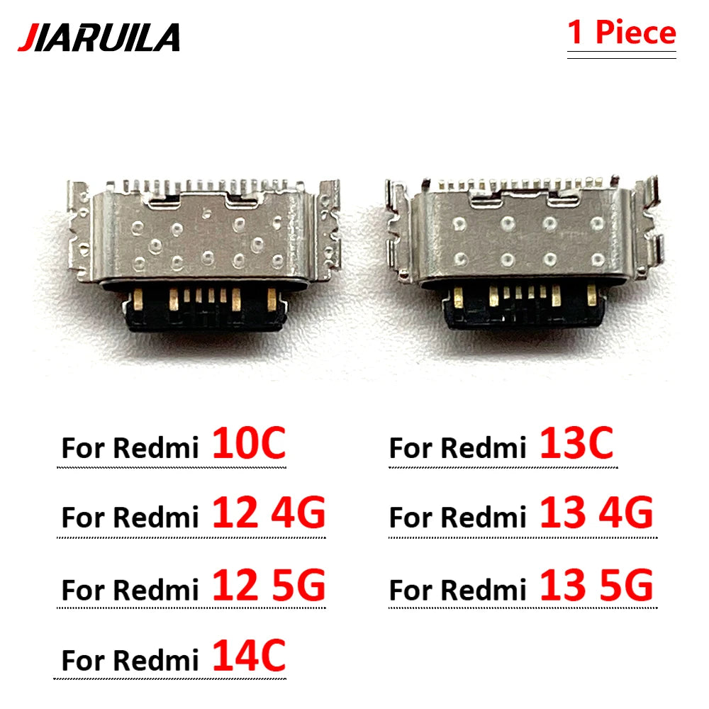 10Pcs, Mini USB jack socket connector charger Charging Port For Xiaomi Redmi 8 8A 9 9A 9C 9T 10 10A 10C 12 12C 13 13C 14C 4G 5G  Xiaomi  Xiao mi phone repair parts