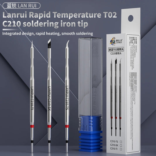 Lanrui T02-C210 Soldering Iron Tip Rapid Temperature/Corrosion Resistance Tips For C210 Soldering Station Phone Chip Repair Tool Professional Repair Tools