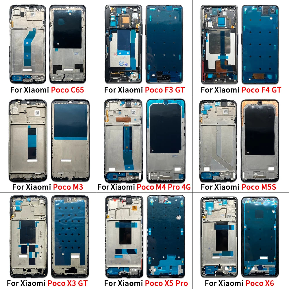 New Front Housing LCD Frame Screen Bezel Holder For Xiaomi Poco F3 F4 X3 GT M3 M4 M5s X5 X6 Pro 4G 5G Xiaomi  Xiao mi phone repair parts
