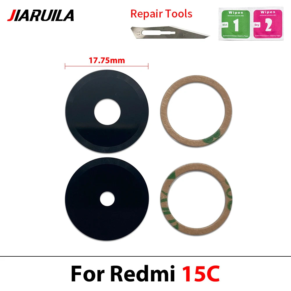 10Pcs, Camera Glass Lens Back Rear Camera Glass Lens with Adhesive For Xiaomi Redmi 12 12C 13 13C 14C 15 15C 4G 5G  Xiaomi  Xiao mi phone repair parts
