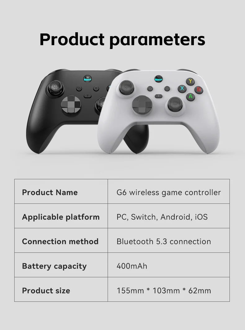 G6 Wireless Mobile Game Controller with Hall Trigger and Hall Joystick Supporting Switch/PC/Android/iOS Game console Accessories