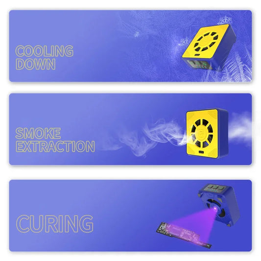MECHANIC 3 in1 Cooling Curing Fan for Mobile Phone Repair CUV-3 PCB Welding Smoke Extraction Fast Cooling Dissipation Tool Professional Repair Tools