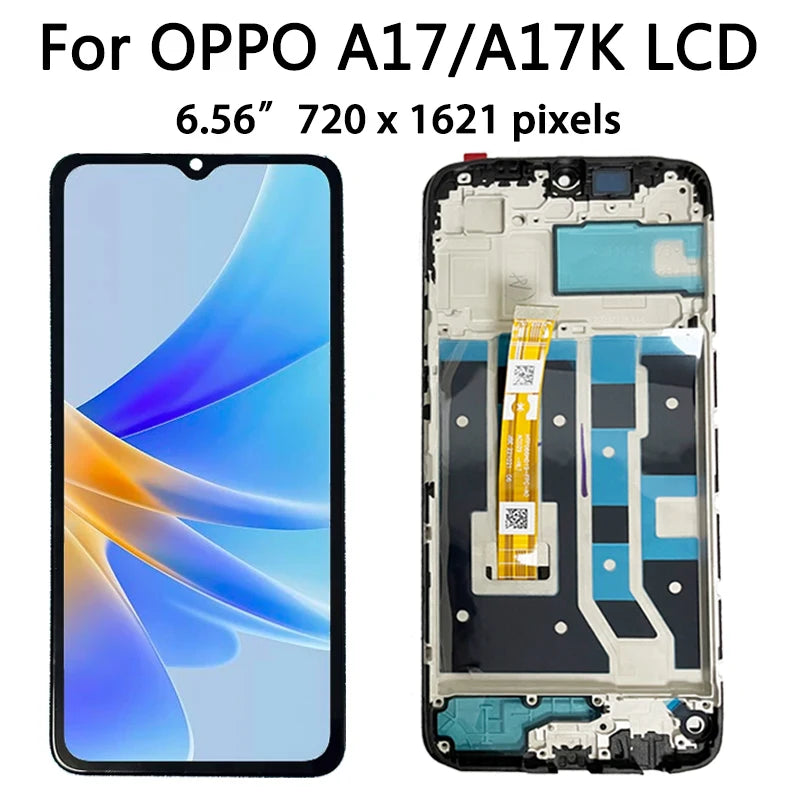 6.56" Screen For Oppo A17 CPH2477 Screen Replacement, for Oppo A17 Lcd Display Digital Touch Screen Assembly Oppo phone repair parts Realme phone repair parts