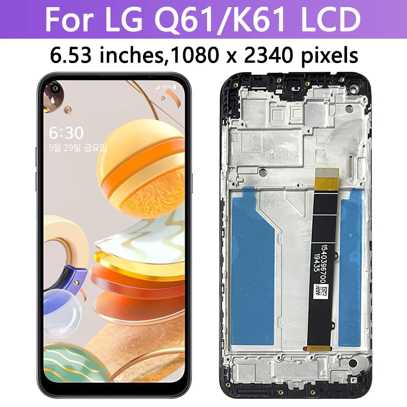 6.53'' For LG K61 LMQ630EAW LM-Q630EAW LM-Q630 LCD Display Touch Screen Digitizer For LG Q61 LM-Q630N Screen Assembly LG phone repair parts