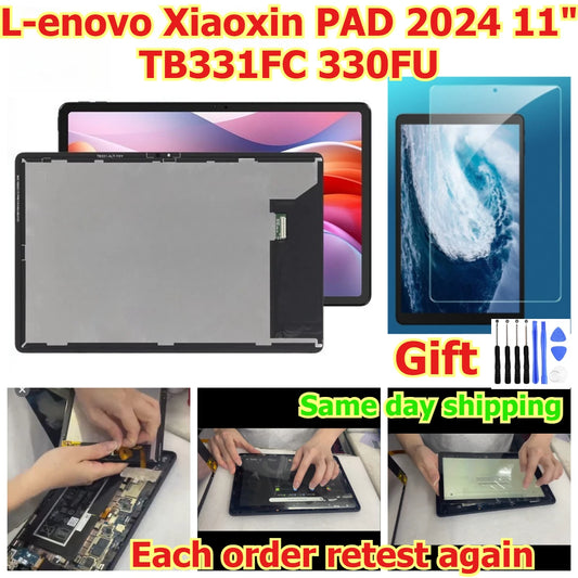 100% tested Tab touch display lcd screen glass for Lenovo Xiaoxin PAD 2024 11 inch TB331FC 330FU Digitizer assembly Lenovo tablet repair parts