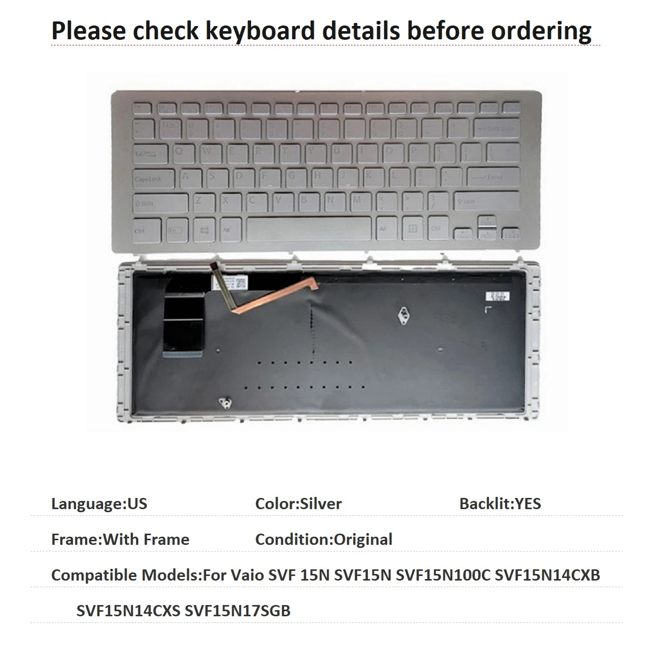 New US Language  Backlit Keyboard For Sony Vaio SVF 15N SVF15N SVF15N100C SVF15N14CXB SVF15N14CXS SVF15N17SGB SONY laptop repair parts