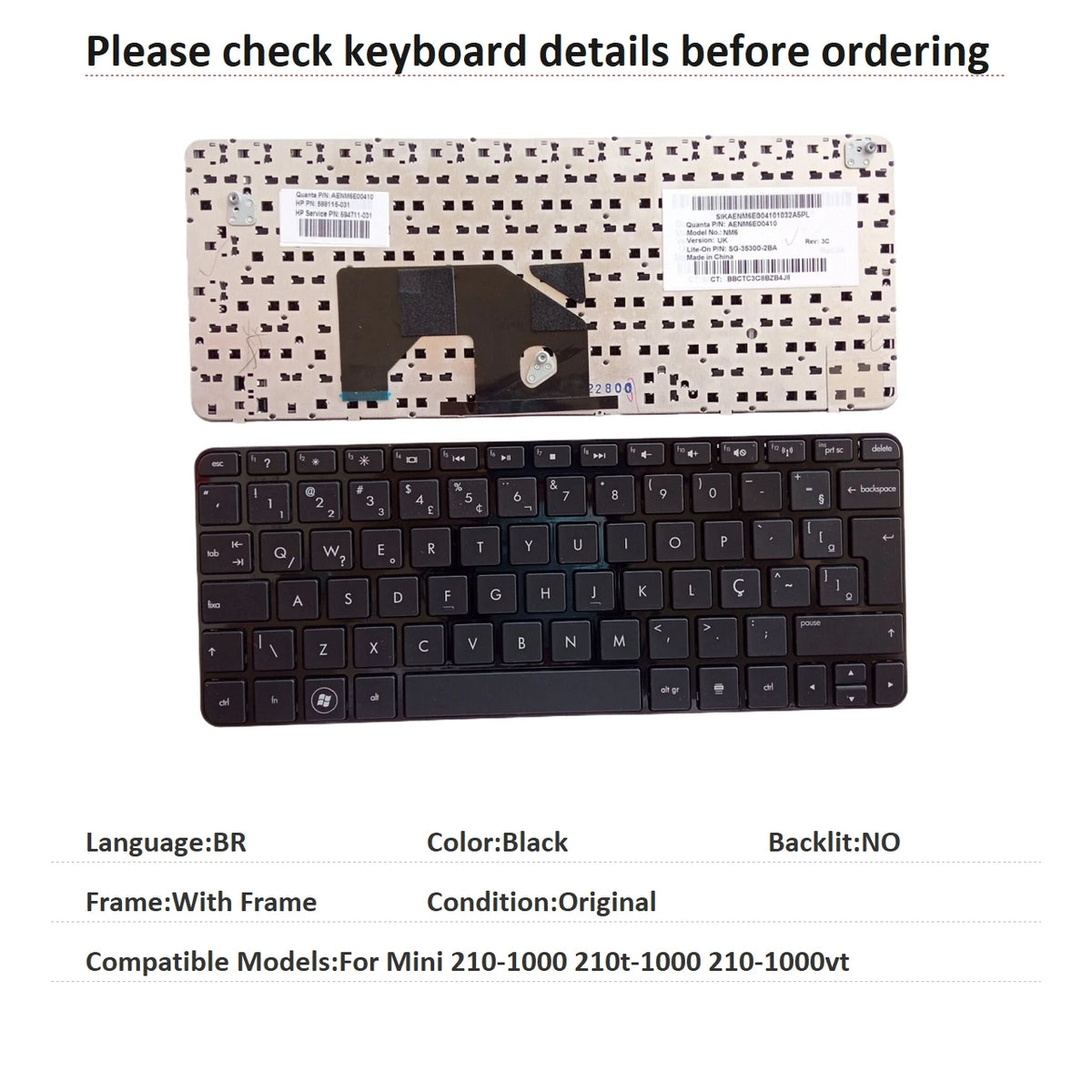 New UI Russian Spanish Brazil Language  Keyboard For HP Mini 210-1000 210t-1000 210-1000vt Notebook PC Replacement Keyboard HP laptop repair parts