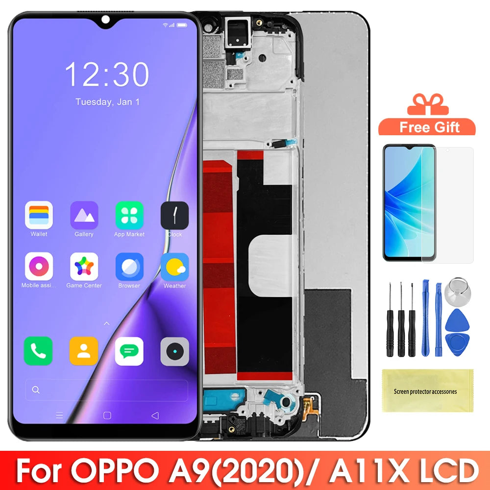 Screen for Oppo A9 2020 CPH1937 CPH1939 CPH1941 Lcd Display Digital Touch Screen with Frame for Oppo A11x Screen Replacement OPPO phone repair parts