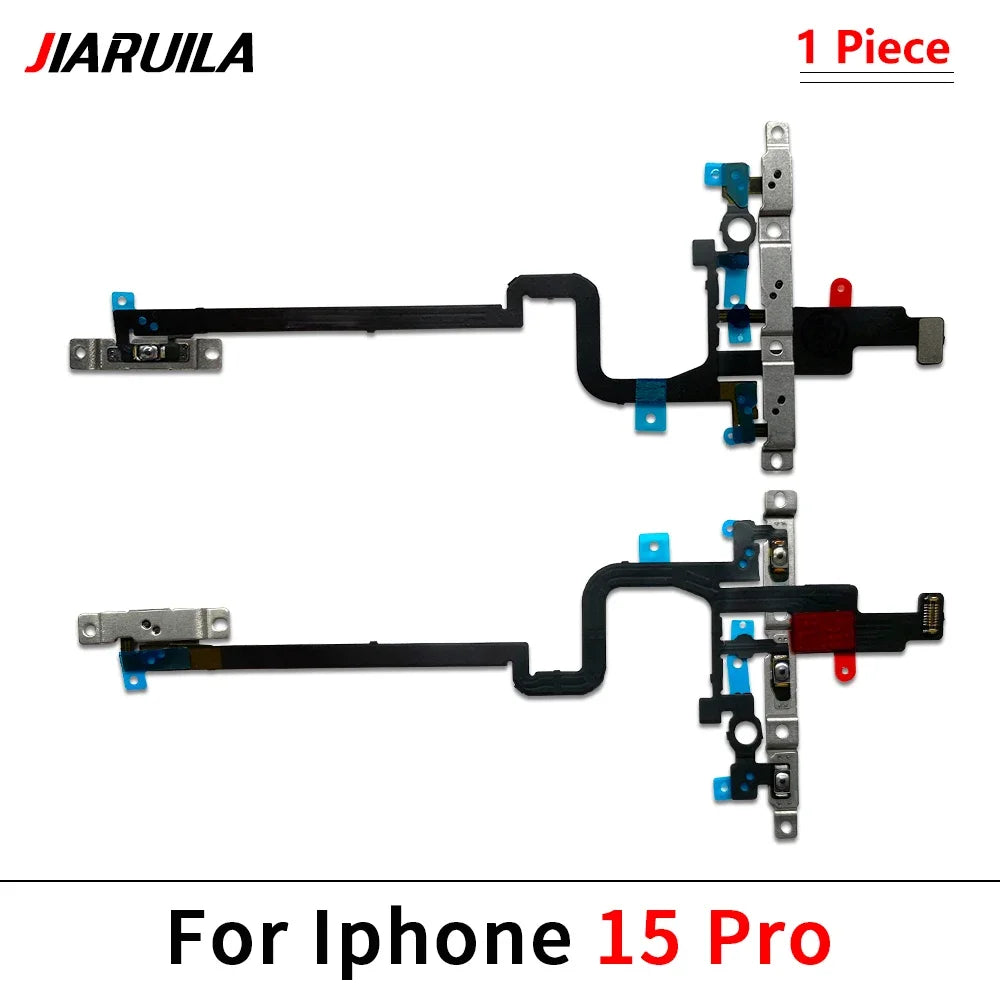10Pcs, Power Switch On Off Button Volume control Key Button Flex Cable For iPhone 13 14 15 Pro Max Plus Mini iPhone phone repair parts