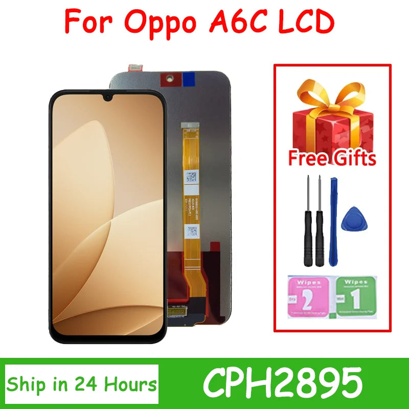 6.75"Tested For Oppo A6c LCD Display With Touch Screen Assembly CPH2895 Display Replacement Oppo phone repair parts Realme phone repair parts