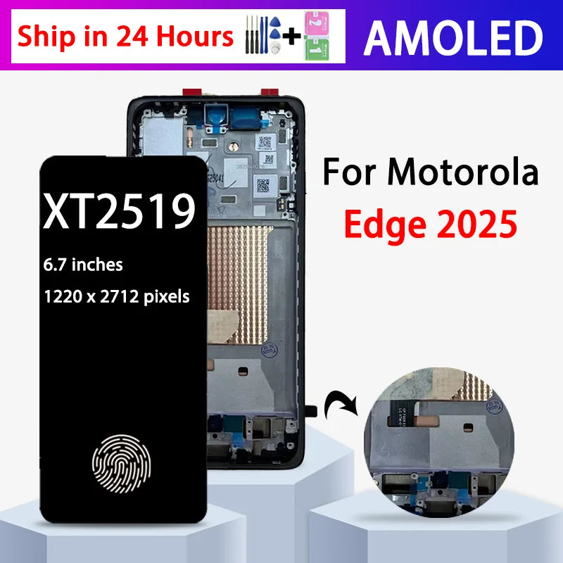 6.7" AMOLED For Motorola Edge 2025 LCD Display Screen Touch Digitizer Assembly For Moto Edge2025 XT2519 Display Frame Motorola phone repair parts